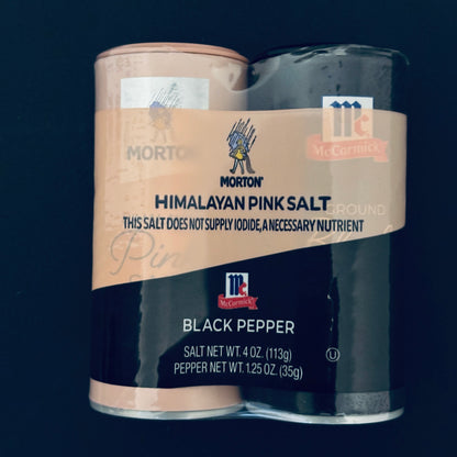 Morton All-Natural Himalayan Pink Salt & McCormick Pepper Shakers, 5.25(oz) - Pack Dúo.